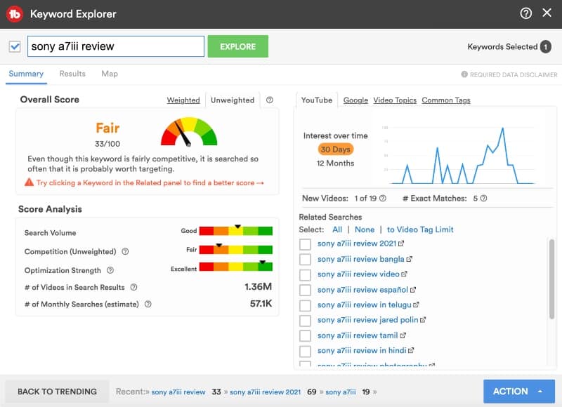 Keyword Explorer TubeBuddy