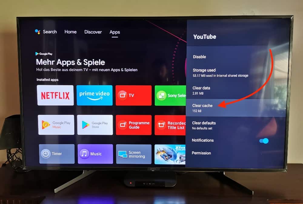 How to clear YouTubes cache on a smart TV