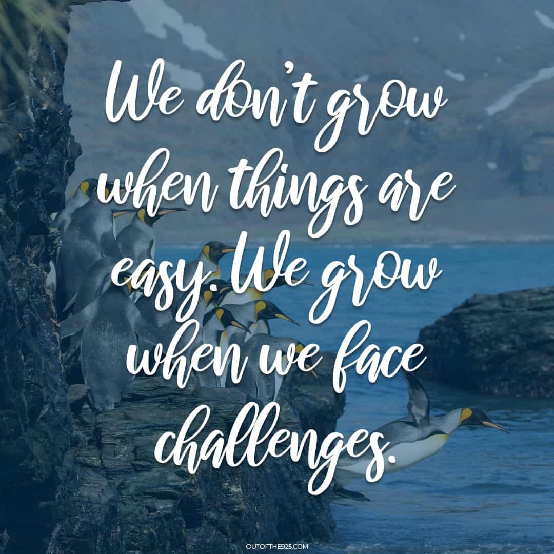 We don't grow when things are easy. We grow when we face challenges.