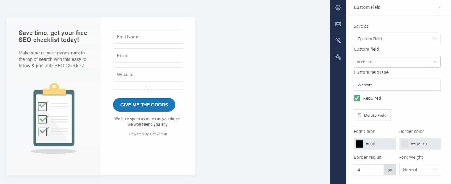 You Can Input Custom Field On Your Form With Convertkit