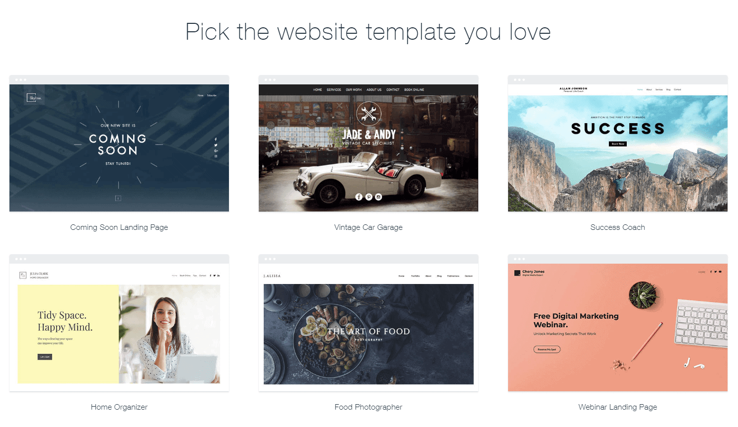 Pick the Wix Website template you love