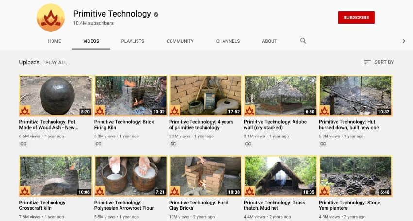Primitive Technology YouTube Channel