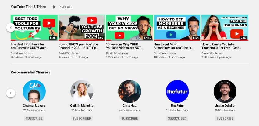 Recommended Channels On Youtube
