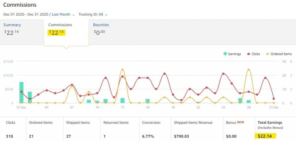 Amazon Affiliate - Blog Income Report December 2020