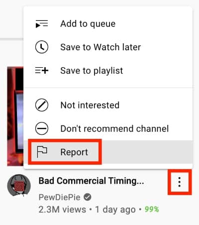 how to report a youtube thumbnail