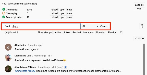 how to search through YouTube comments with a chrome browser extension