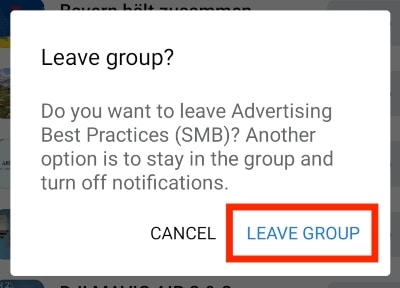 Confirm leaving of the Facebook group