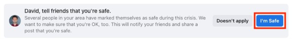 How to mark yourself safe on Facebook