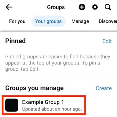 Select your Facebook group