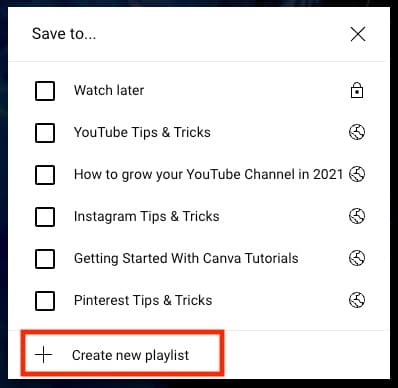 How to create a new youtube playlist