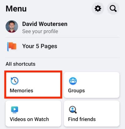 How to find memories on facebook on mobile