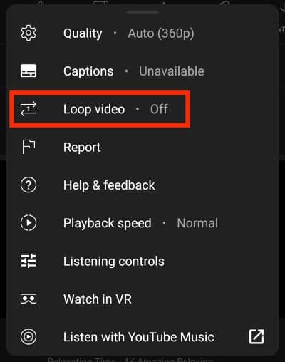 How to loop a YouTube video on Mobile