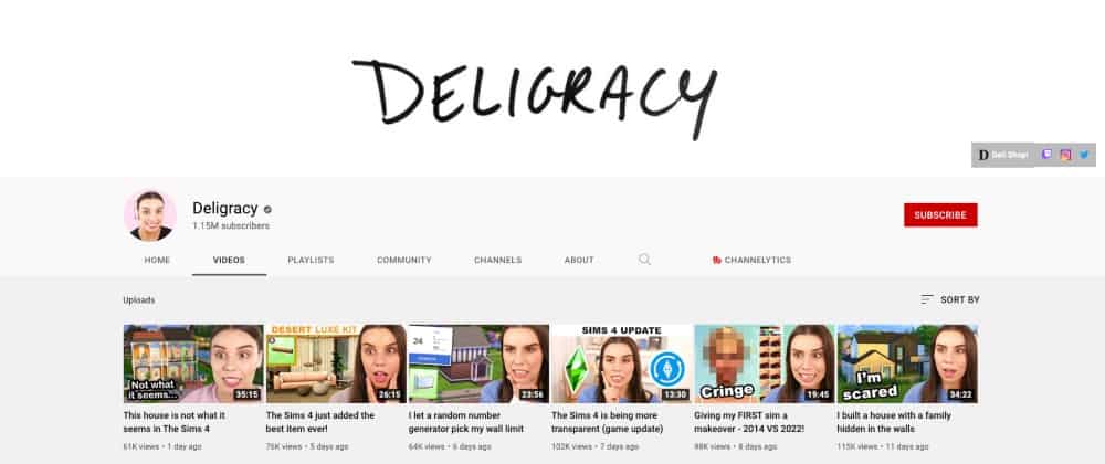 Deligracy's YouTube channel