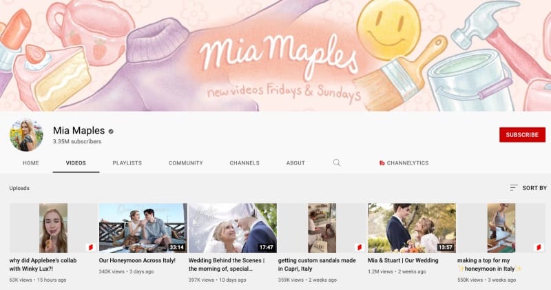 Mia Maples Youtube Channel