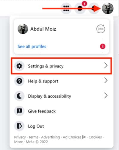 Select Settings & Privacy