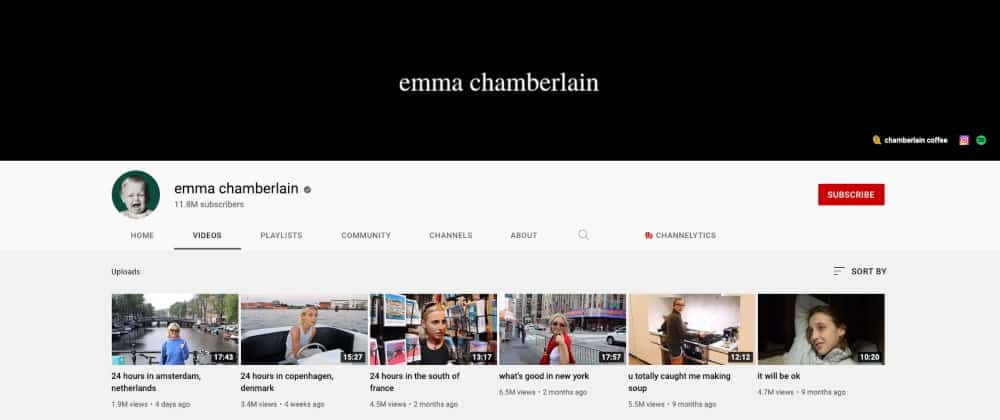 Emma Chamberlains Youtube Channel