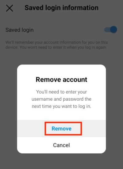 How to remove an instagram account from mobile