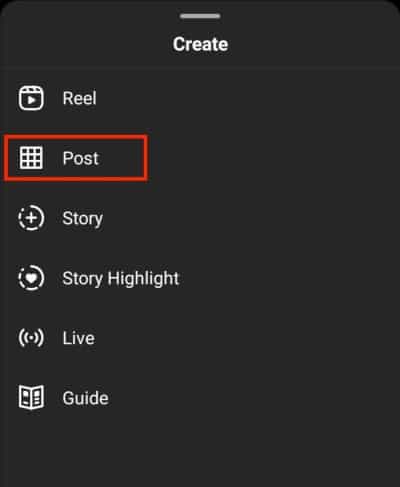 Select Post To Create A Post