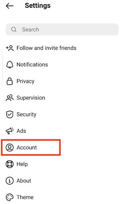 Select Account From Settings