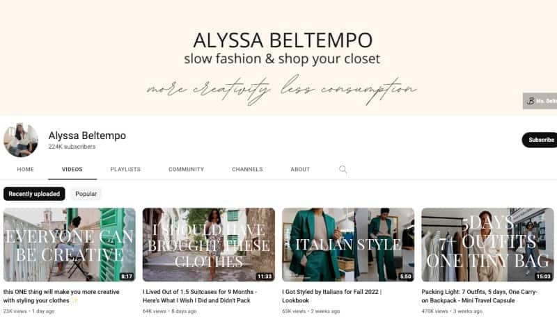 Alyssa Beltempo's Youtube Channel