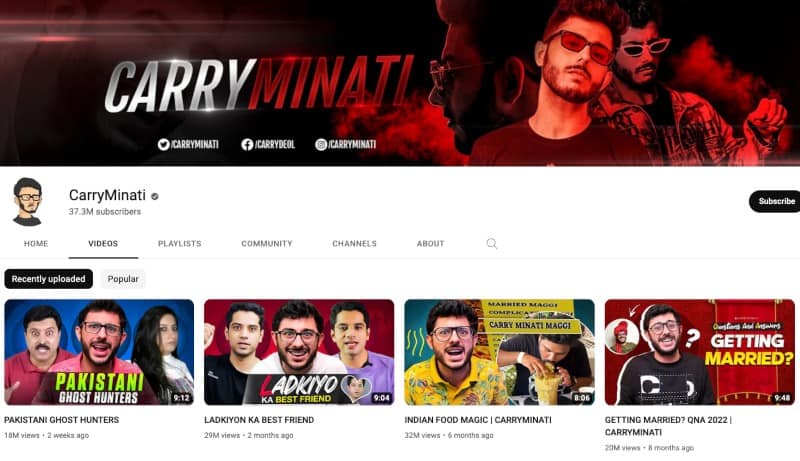 Carryminati Is One Of The Most Popular Asian Youtubers