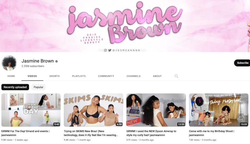 Jasmine Brown's YouTube Channel