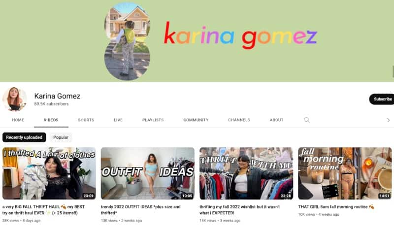 Karina Gomez's Youtube Channel