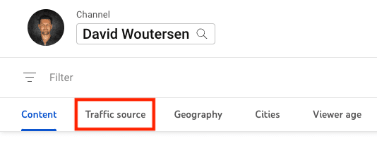 Select The Traffic Source Tab
