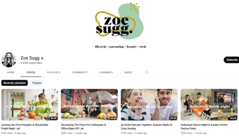 Zoe Sugg's Youtube Channel