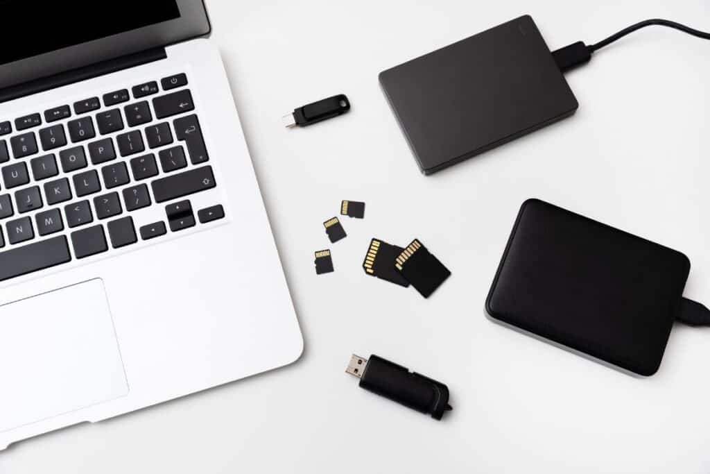 Storage Devices On A Desk