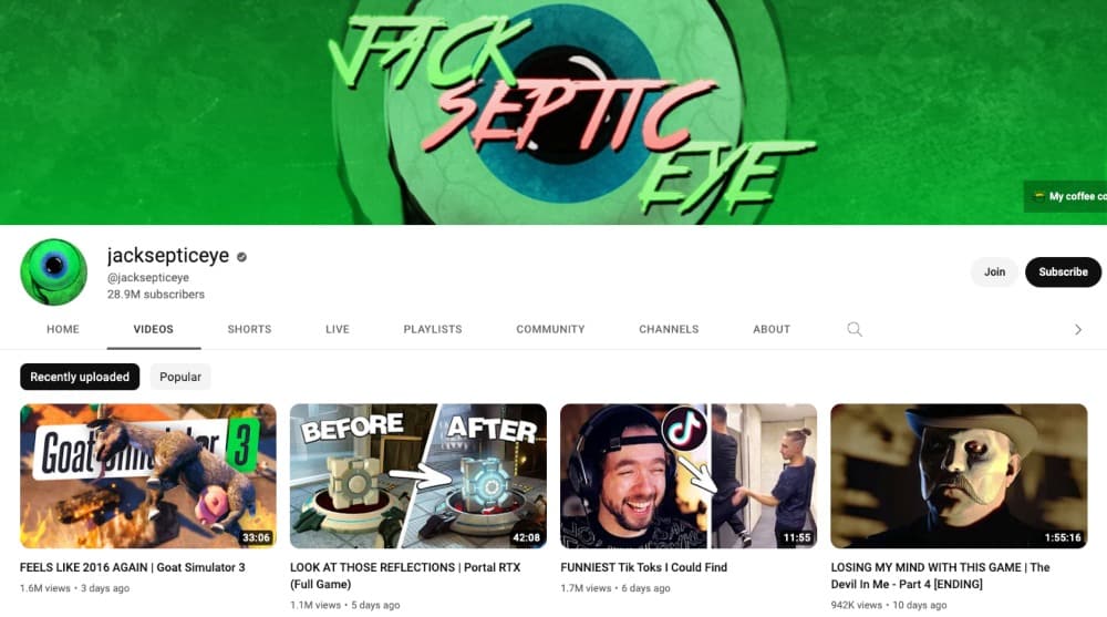 Jacksepticeye's YouTube channel