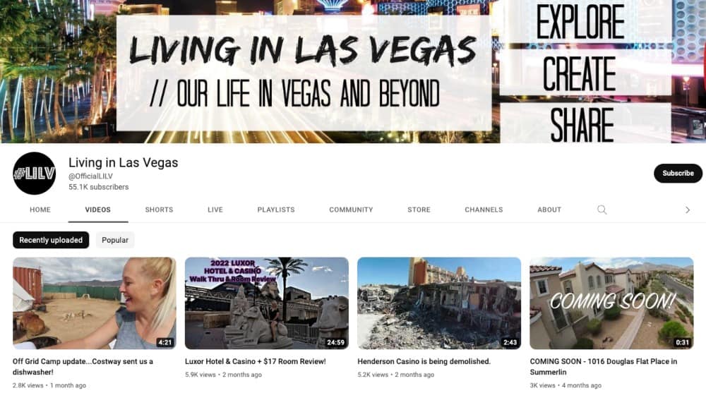 The Living In Las Vegas Youtube Channel