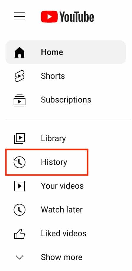 Select History On Youtube