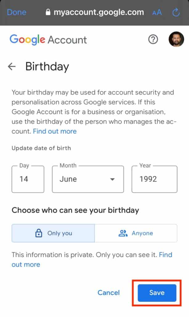Update Your Age On Your Google Account