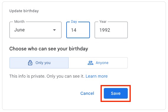 Update Your Birth Date On Google